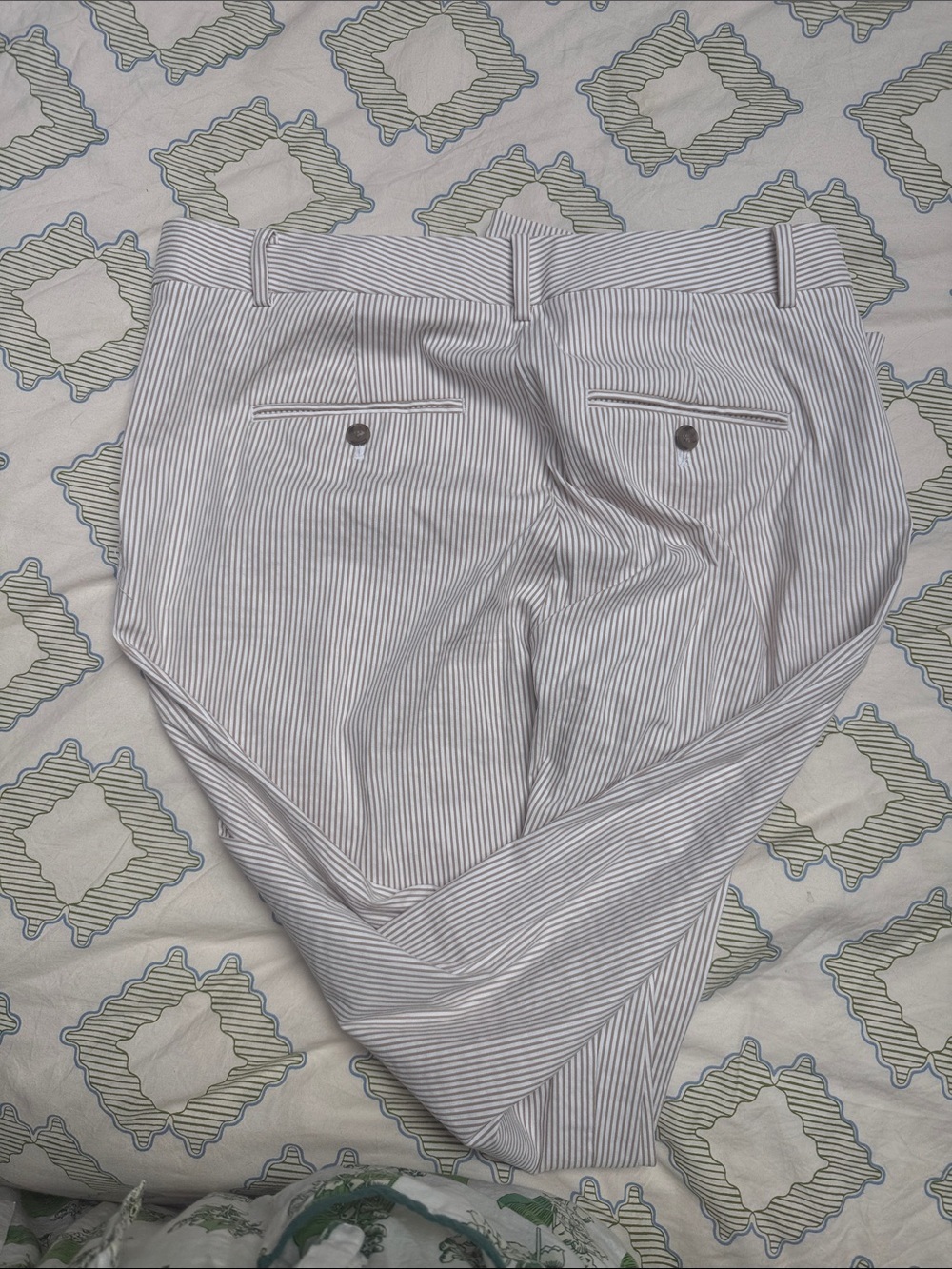 Ann Taylor White and Light tan and white seersucker Trousers - Picture 2 of 4